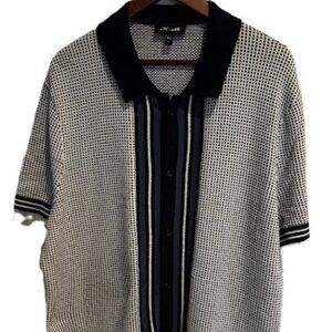 Men's Express Framed Birdseye Print Short Sleeve Cotton Sweater Polo Shirt MED